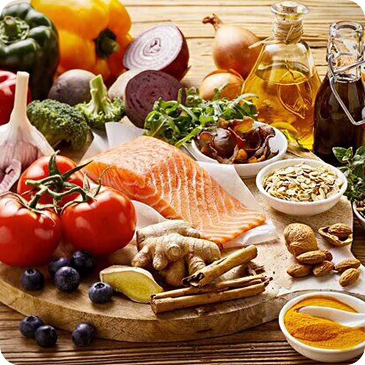 تصویری از مواد غذایی سالم و مغذی.